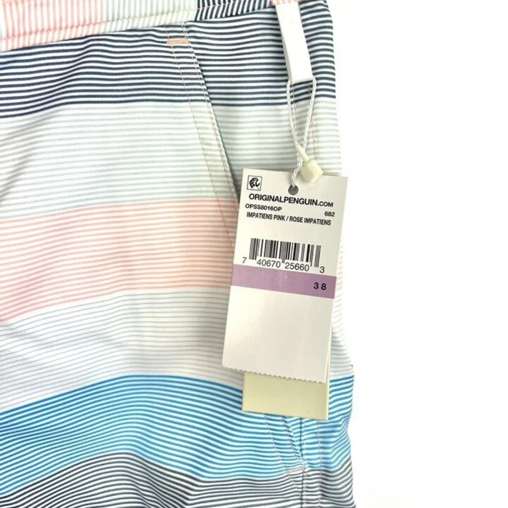 Original Penguin Men’s Striped Blue/White Multicolored Swim Shorts Size 38